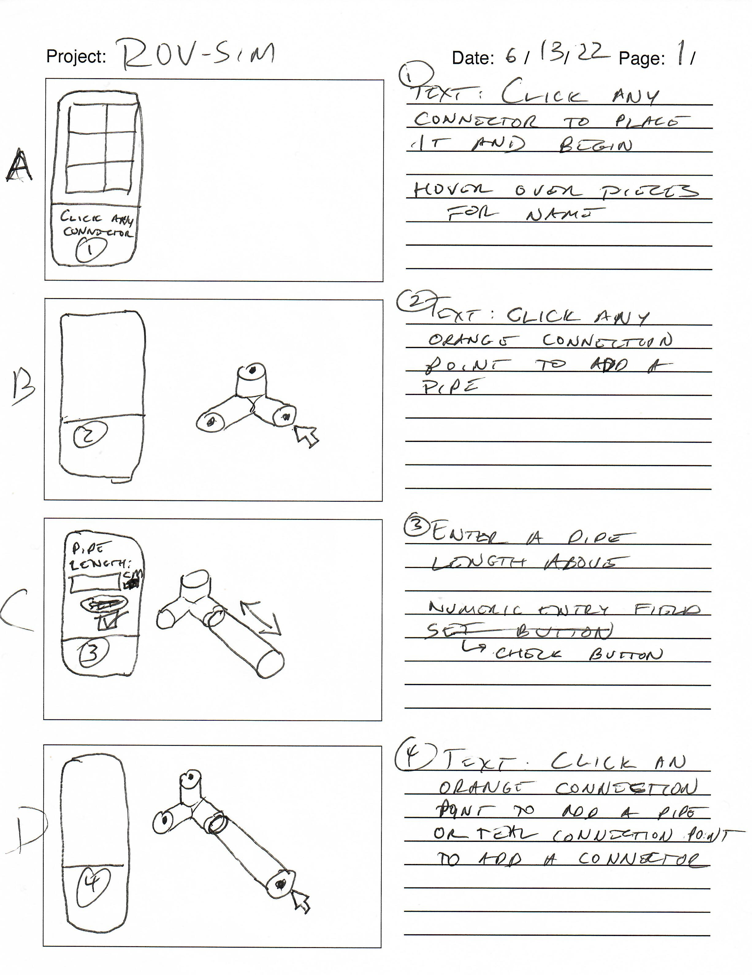 A page from my sketch prototype of the Build Lab showing a node-based build process